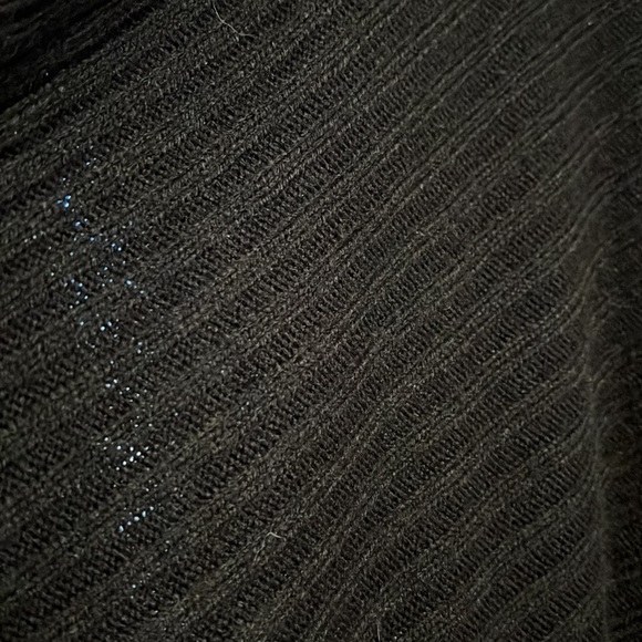 Black Ribbed Lightweight Poncho Sweater - Picture 3 of 3
